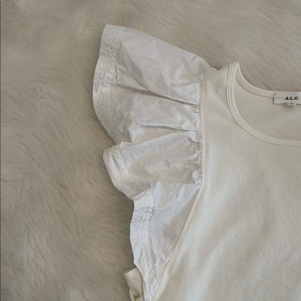 A.L.C. Cream Ruffle Sleeve Top - Picture 3 of 8